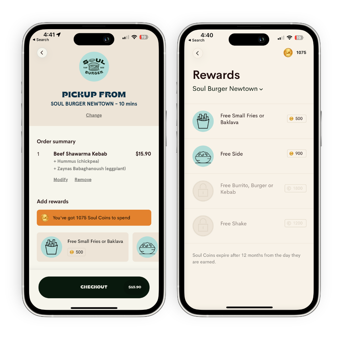 Ordering with the Soul Burger app